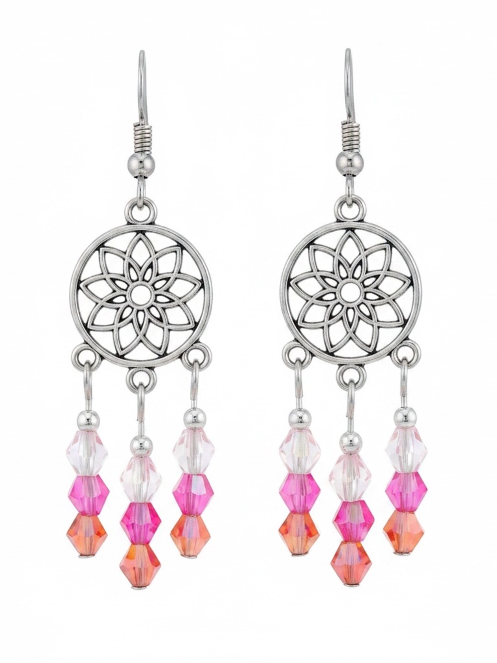 Dahlia Precosia Aurora Borealis Crystal Chandelier Earrings.